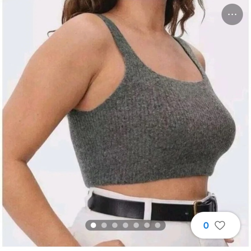 NWT Everlane sz Small Charcoal Grey Wool Blend Cropped Top